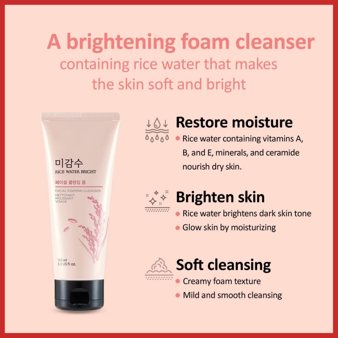 The Face Shop Rice Water Bright Facial Foaming Cleanser 150ml